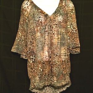 Animal Print Sheer Blouse